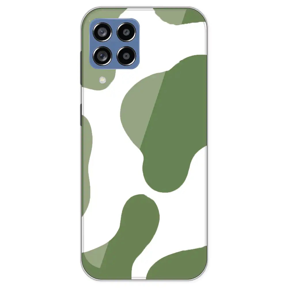 Olive Green Cow Print - Clear Printed Silicone Case For Samsung Galaxy M53