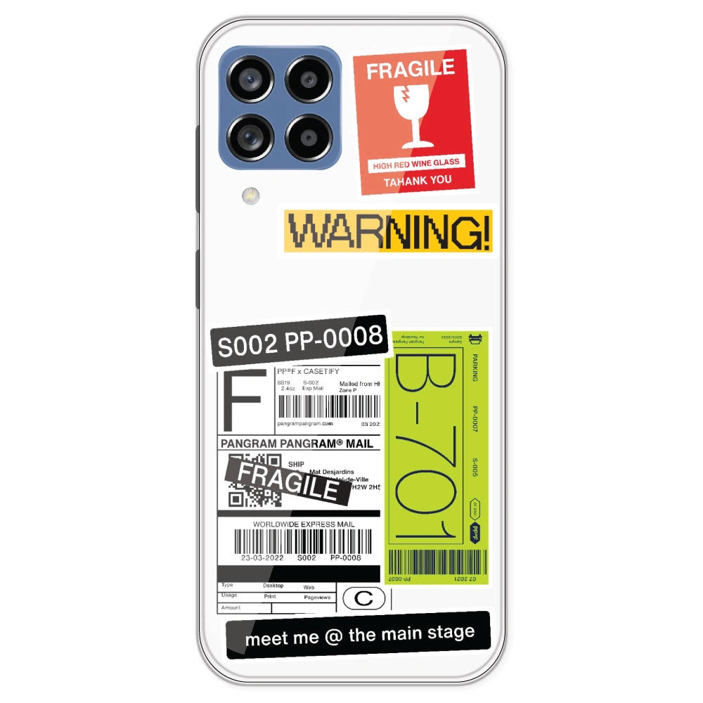 Fragile Labels - Clear Printed Silicone Case For Samsung Galaxy M53