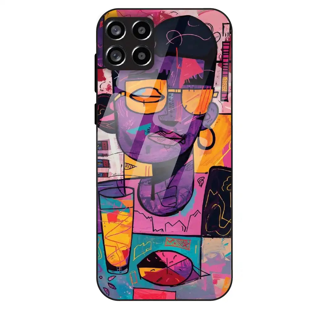 Abstract Neon Portrait - Glass Case For Samsung Galaxy M53