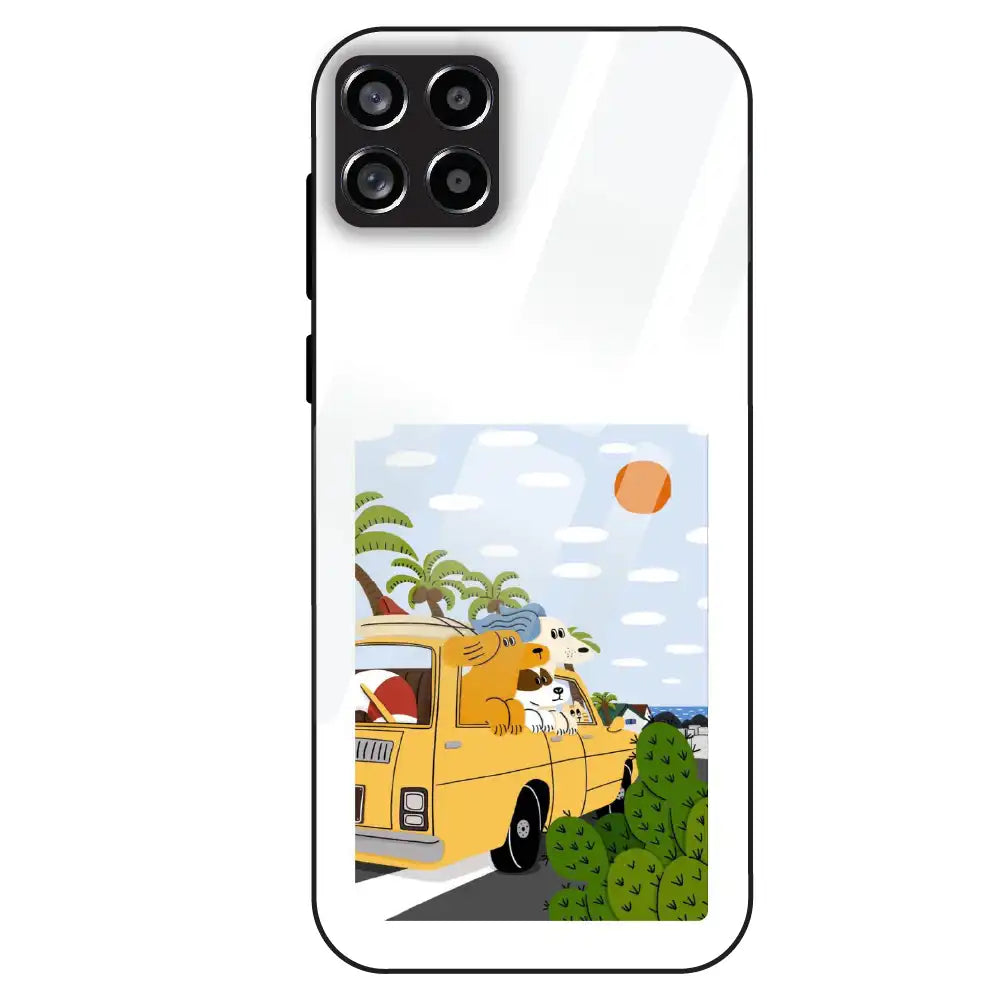 Cute Dog Travel Cartoon - Glass Case For Samsung Galaxy M53