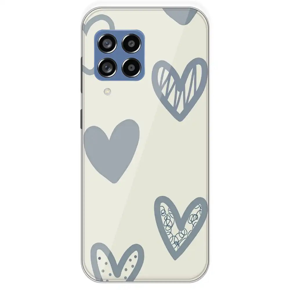 Light Blue Hearts - Printed Silicone Case For Samsung Galaxy M53