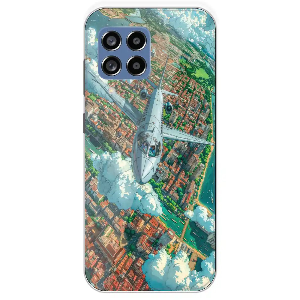 Flying Over City - Printed Silicone Case For Samsung Galaxy M53