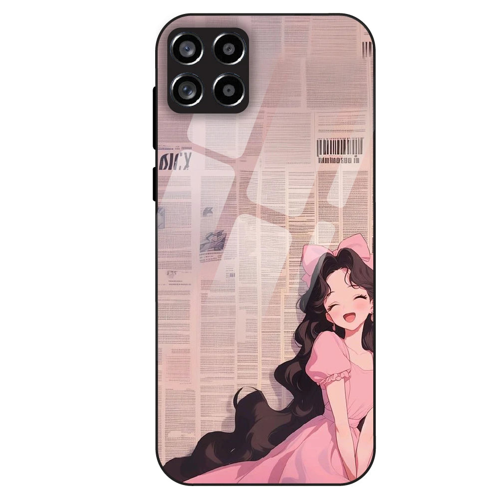 Cute Pink Anime Girl - Glass Case For Samsung Galaxy M53