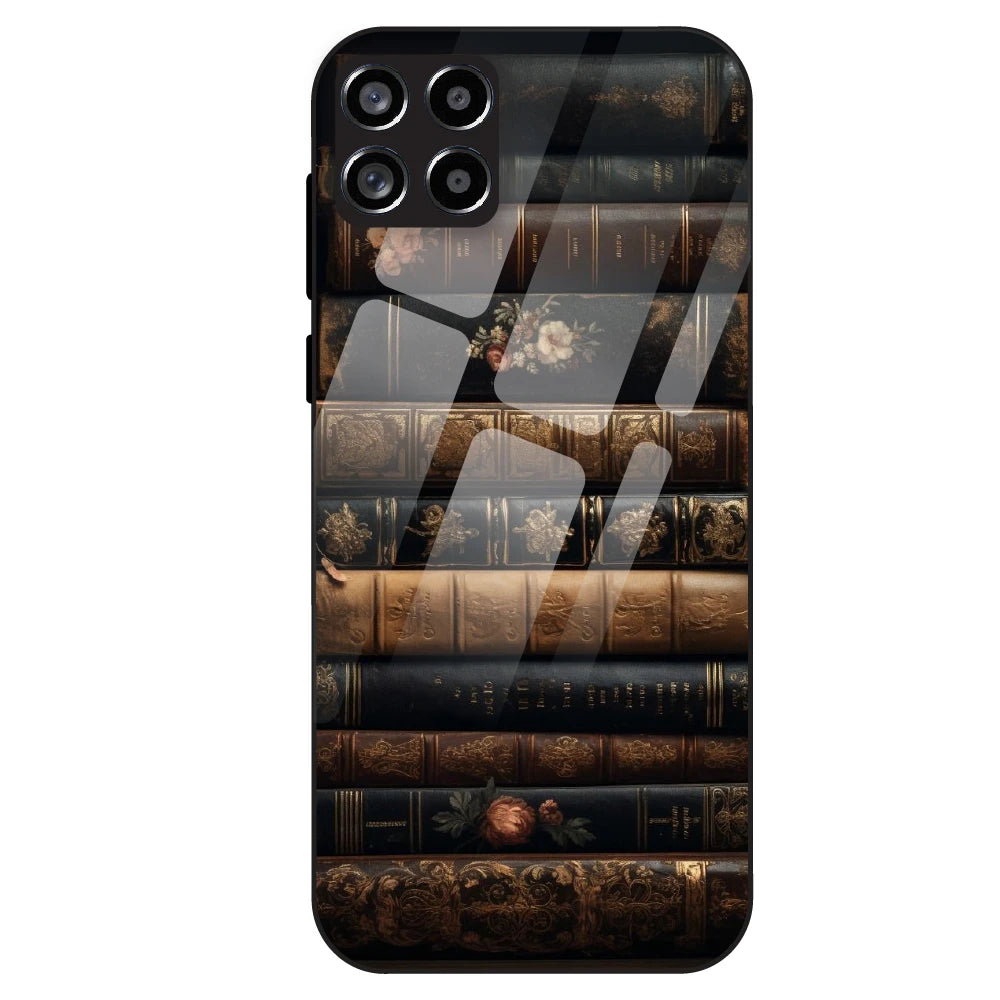 Vintage Book Stack - Glass Case For Samsung Galaxy M53