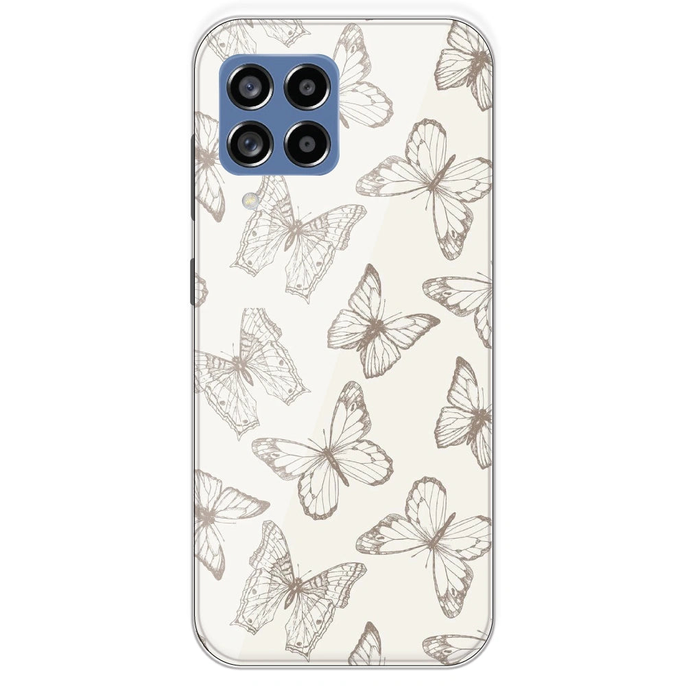 White Butterflies - Printed Silicone Case For Samsung Galaxy M53