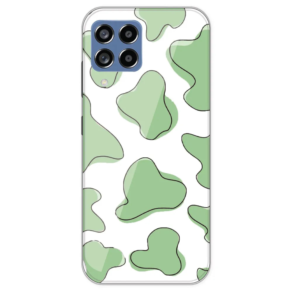 Green Cow Print - Clear Printed Silicone Case For Samsung Galaxy M53