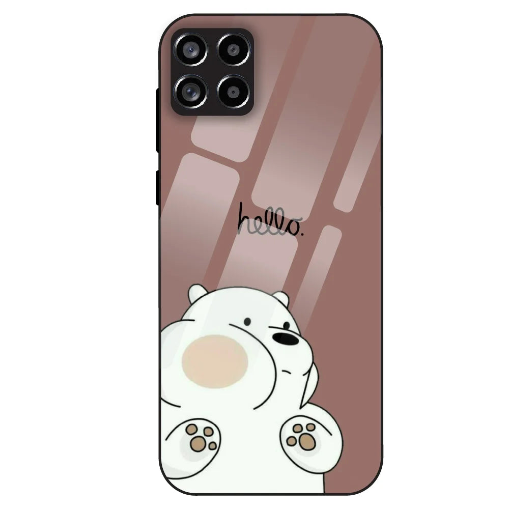 Cute Bear Minimal - Glass Case For Samsung Galaxy M53