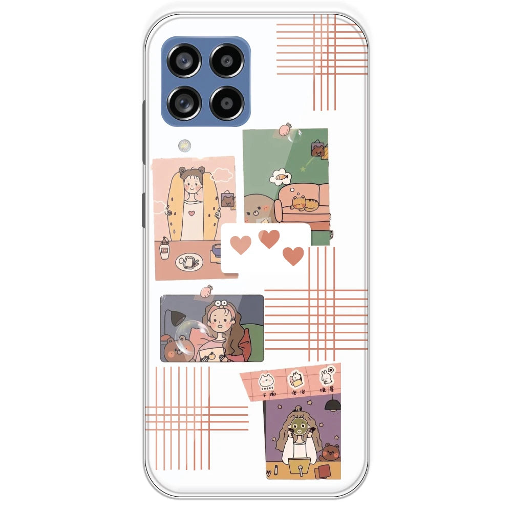 Cute Girl Collage - Clear Printed Silicone Case For Samsung Galaxy M53