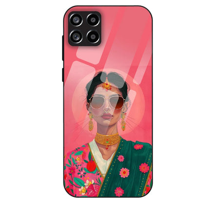 Royal Ethnic Diva - Glass Case For Samsung Galaxy M53