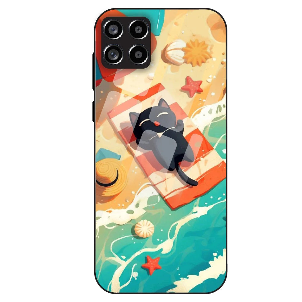 Beach Cat Aesthetic - Glass Case For Samsung Galaxy M53