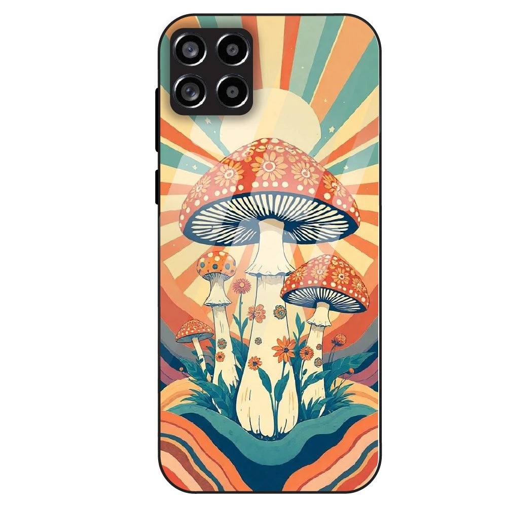 Retro Mushroom Art - Glass Case For Samsung Galaxy M53