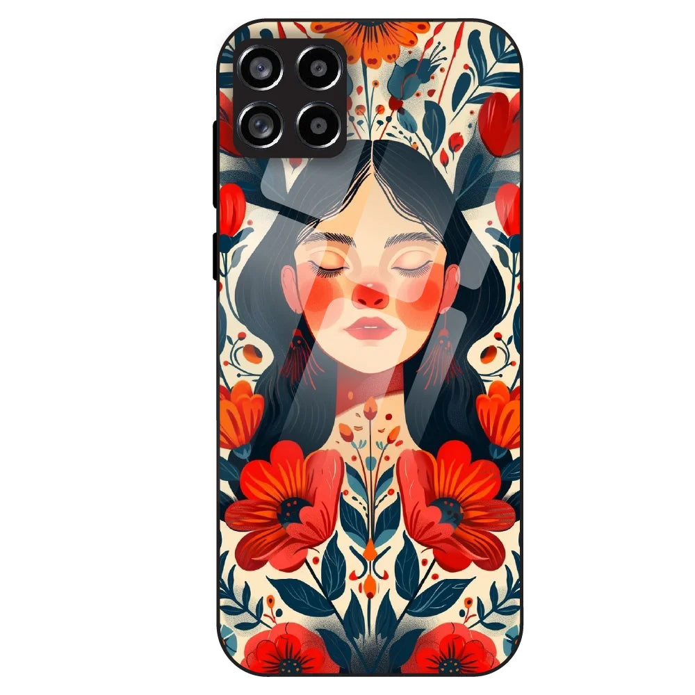 Floral Muse Portrait - Glass Case For Samsung Galaxy M53