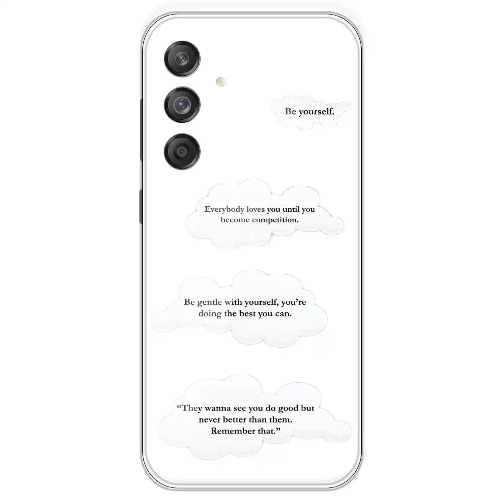 Quotes And Clouds - Clear Printed Silicone Case For Samsung Galaxy M55