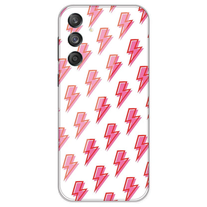 Pink Lightning Bolts - Clear Printed Silicone Case For Samsung Galaxy M55