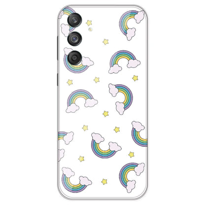 Rainbow With Clouds - Clear Printed Silicone Case For Samsung Galaxy M55