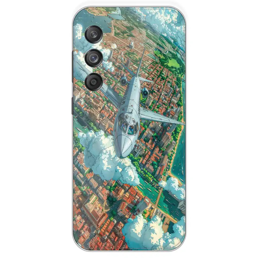 Flying Over City - Printed Silicone Case For Samsung Galaxy M55
