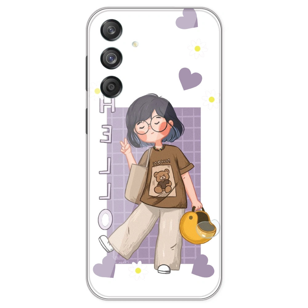 Introvert Girl - Clear Printed Silicone Case For Samsung Galaxy M55