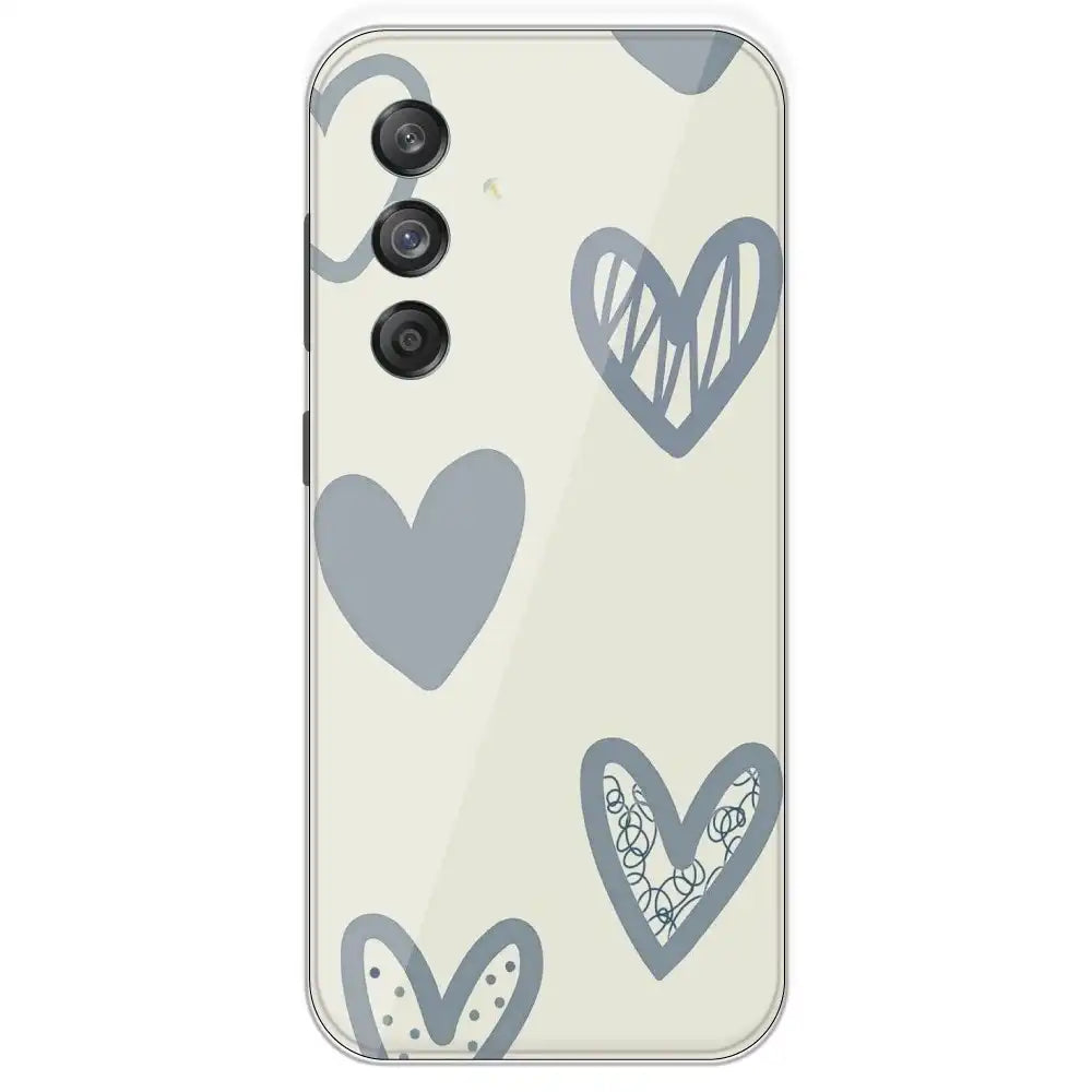 Light Blue Hearts - Printed Silicone Case For Samsung Galaxy M55