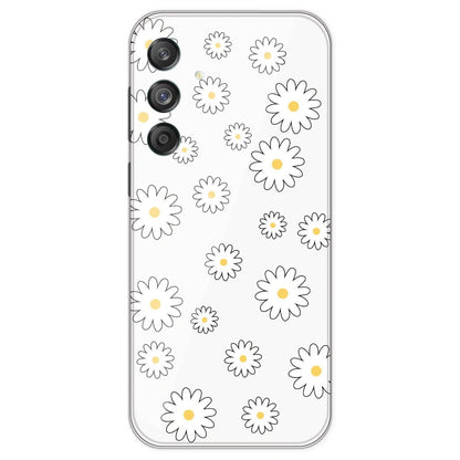 White Flowers - Clear Printed Silicone Case For Samsung Galaxy M55
