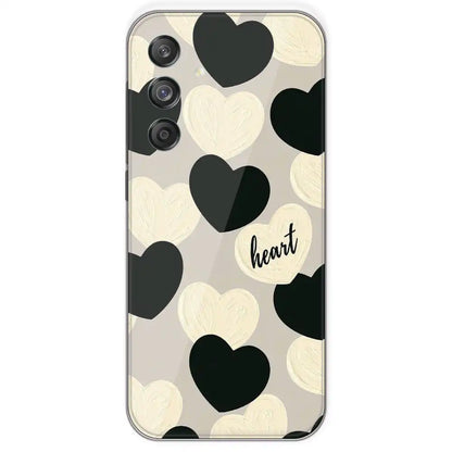 Black And White Heart - Printed Silicone Case For Samsung Galaxy M55
