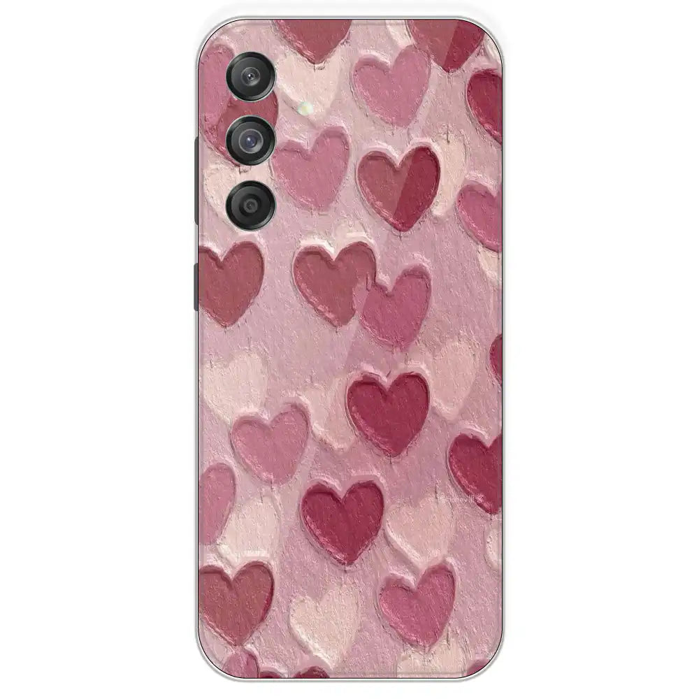 Pastel Hearts Love - Printed Silicone Case For Samsung Galaxy M55