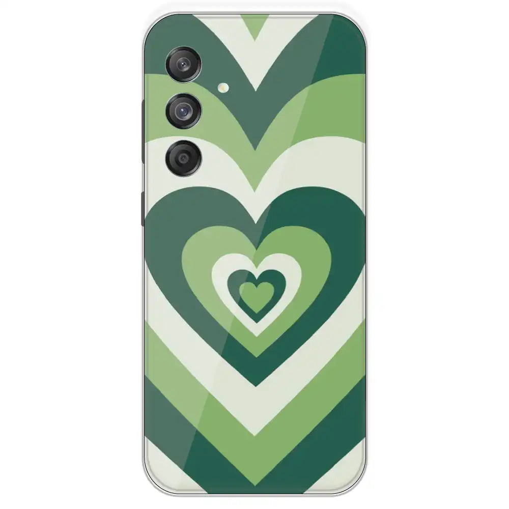 Dark Green Hearts - Printed Silicone Case For Samsung Galaxy M55