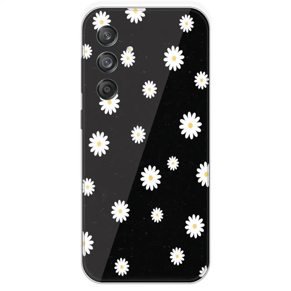 White And Black Flower - Printed Silicone Case For Samsung Galaxy M55
