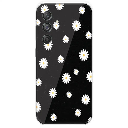 White And Black Flower - Printed Silicone Case For Samsung Galaxy M55