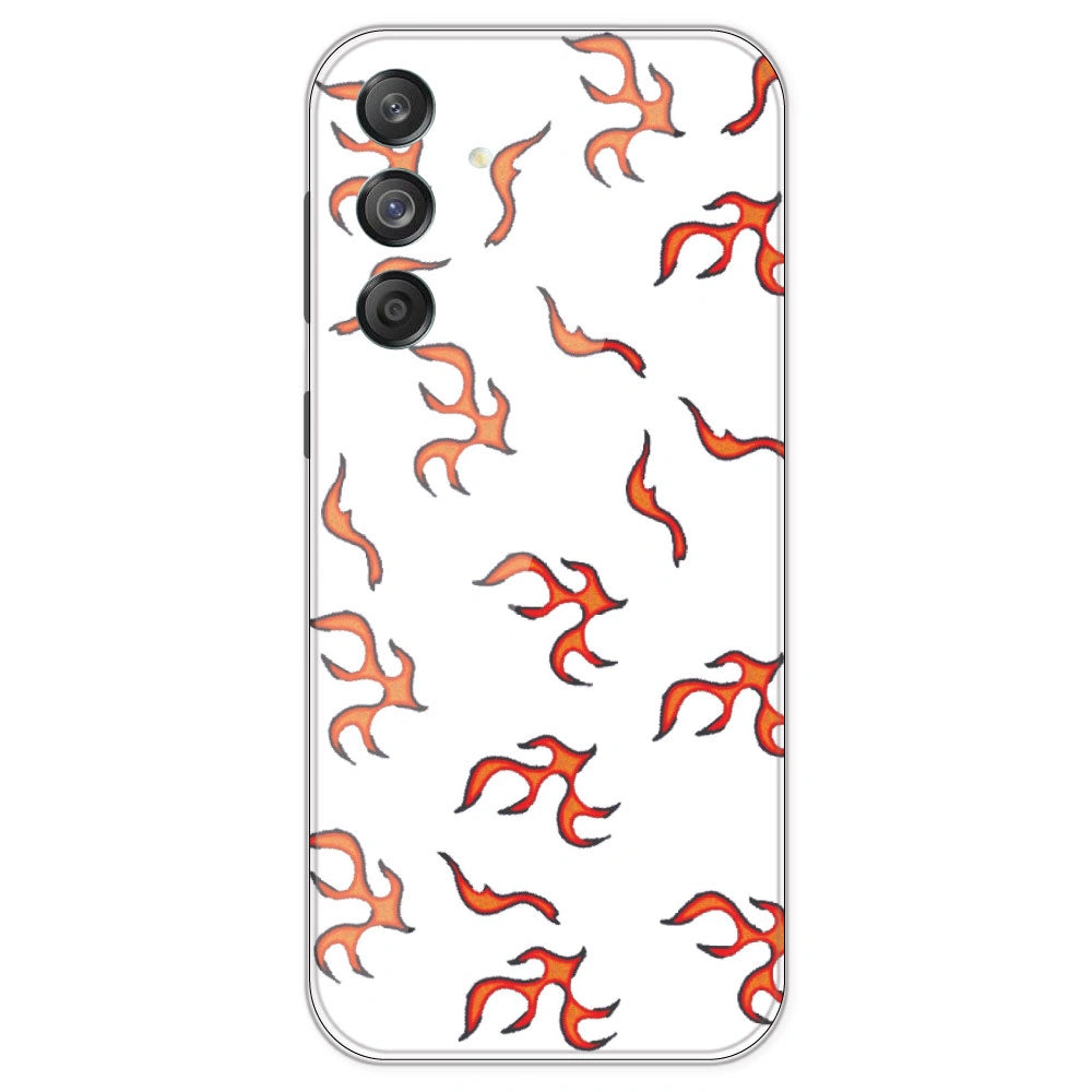 Orange Mini Flames - Clear Printed Silicone Case For Samsung Galaxy M55