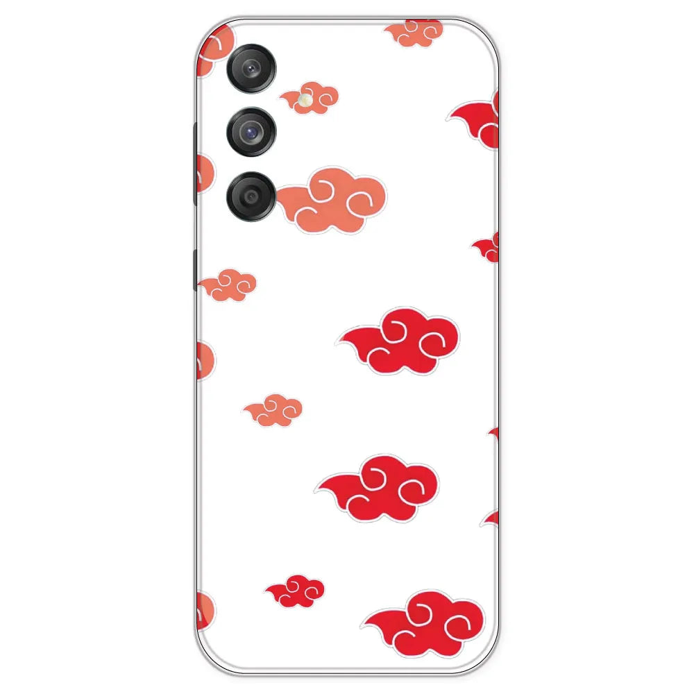 Red Clouds - Clear Printed Silicone Case For Samsung Galaxy M55