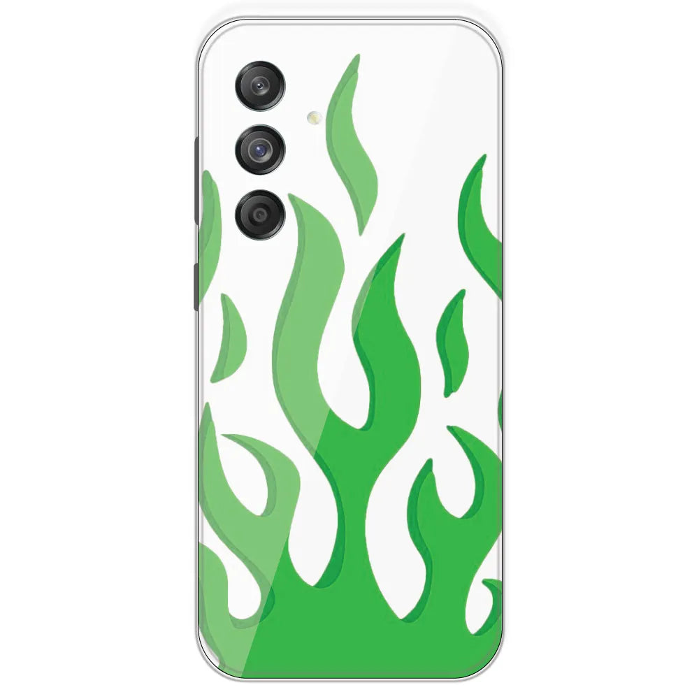 White Aesthetic Flame - Clear Printed Silicone Case For Samsung Galaxy M55