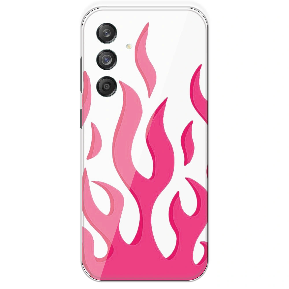 Pink Flames - Clear Printed Silicone Case For Samsung Galaxy M55