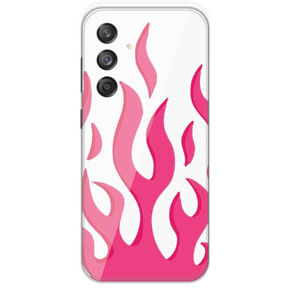Pink Flames - Clear Printed Silicone Case For Samsung Galaxy M55