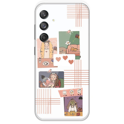 Cute Girl Collage - Clear Printed Silicone Case For Samsung Galaxy M55