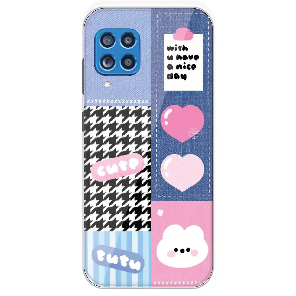 Cute Pink Bear Collage - Printed Silicone Case For Samsung Galaxy M62