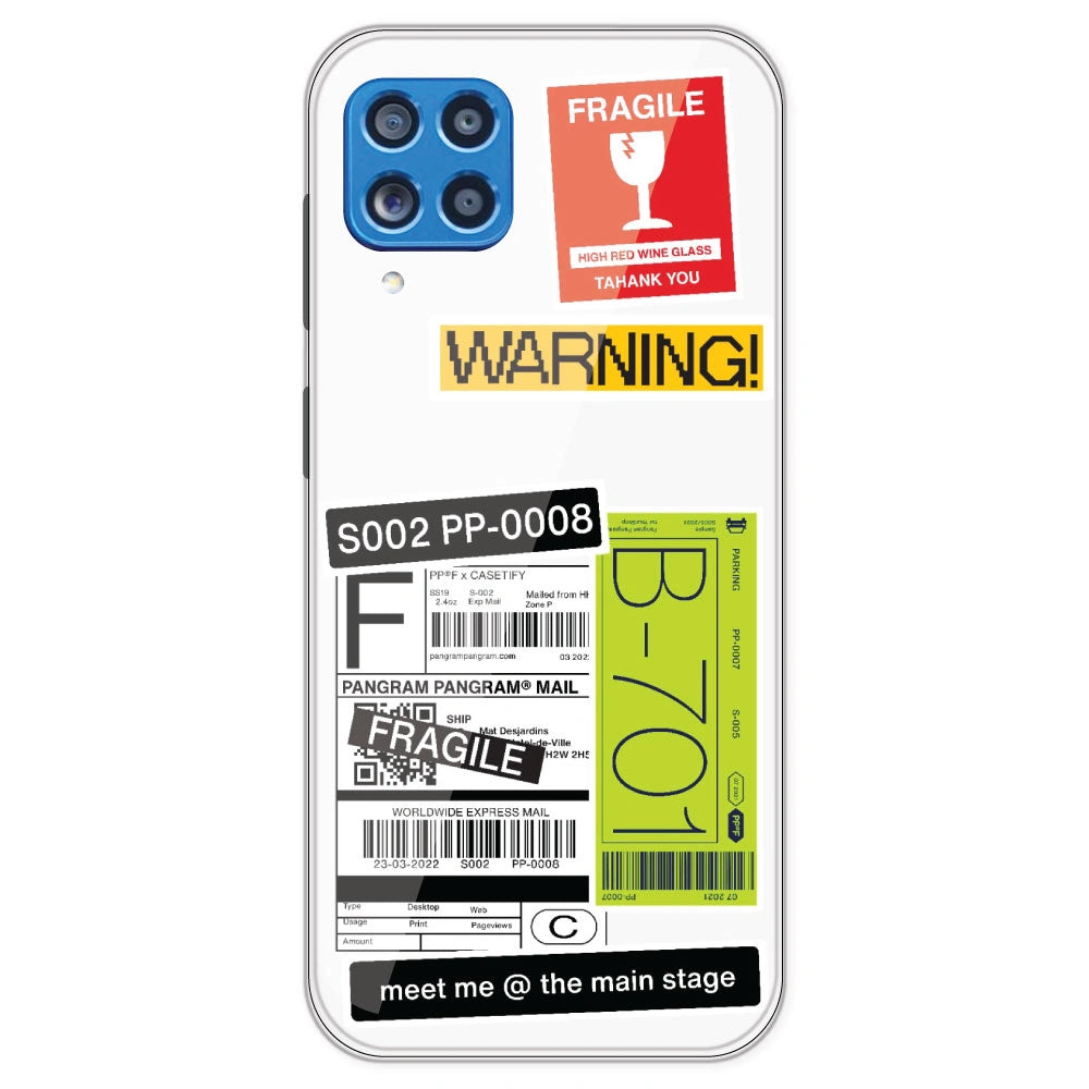 Fragile Labels - Clear Printed Silicone Case For Samsung Galaxy M62