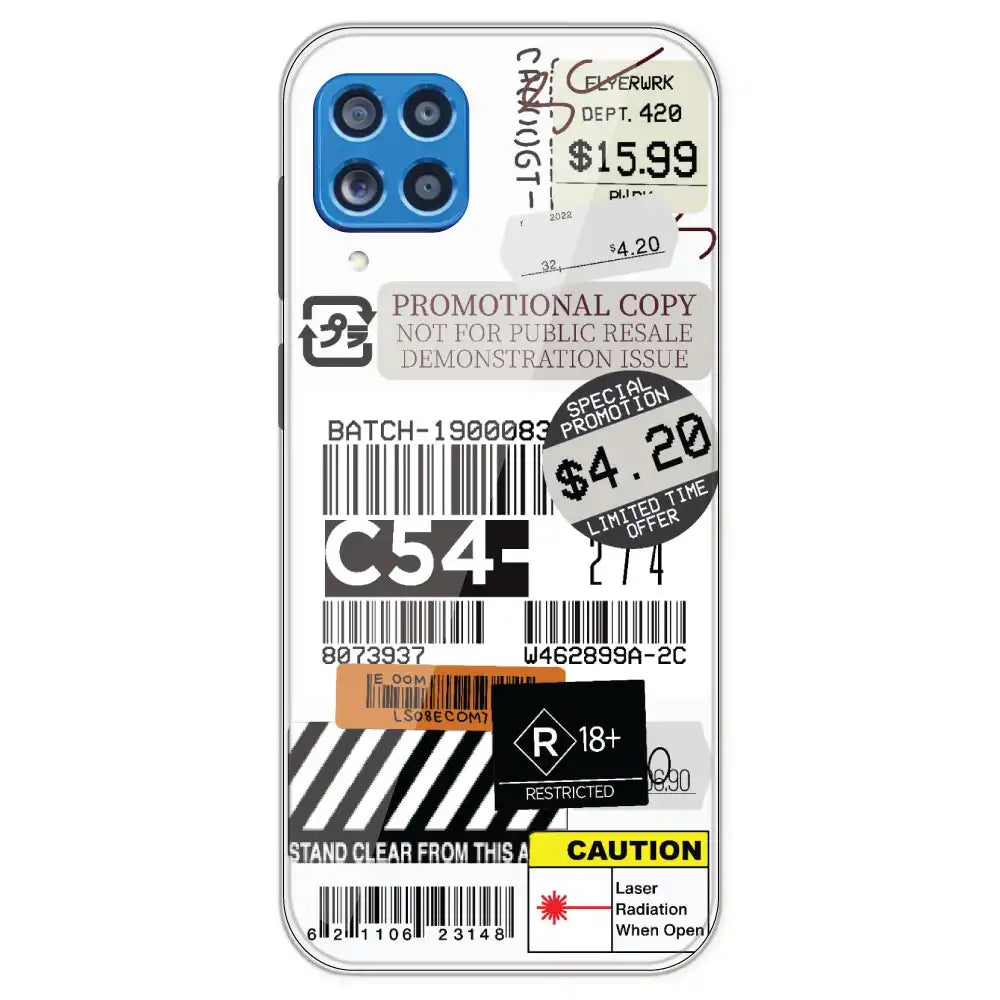 Labels - Clear Printed Silicone Case For Samsung Galaxy M62
