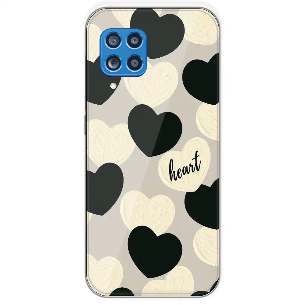 Black And White Heart - Printed Silicone Case For Samsung Galaxy M62