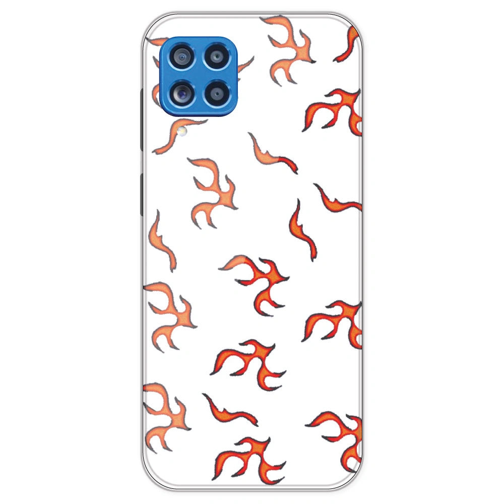 Orange Mini Flames - Clear Printed Silicone Case For Samsung Galaxy M62