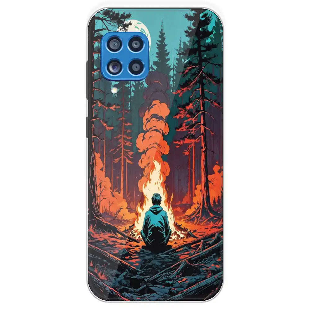 Boy With Camp Fire - Printed Silicone Case For Samsung Galaxy M62