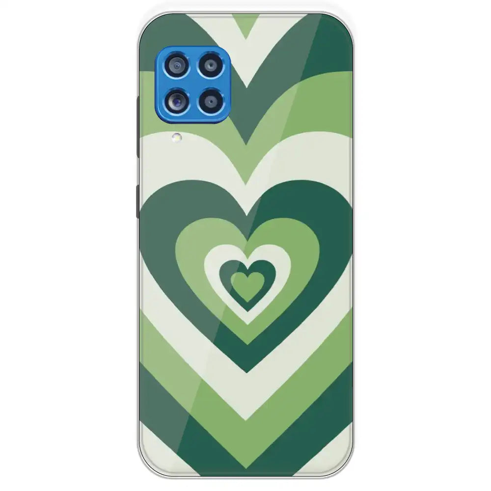 Dark Green Hearts - Printed Silicone Case For Samsung Galaxy M62