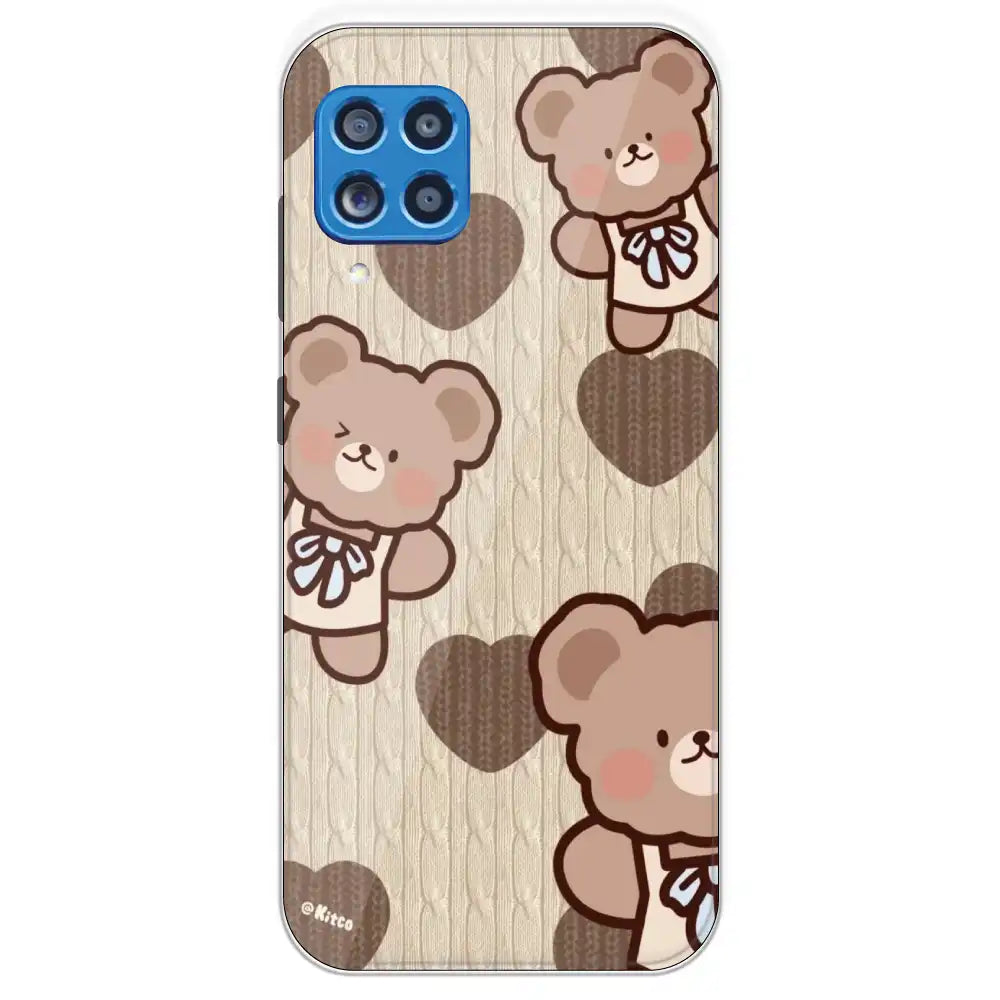 Teddy Heart - Printed Silicone Case For Samsung Galaxy M62