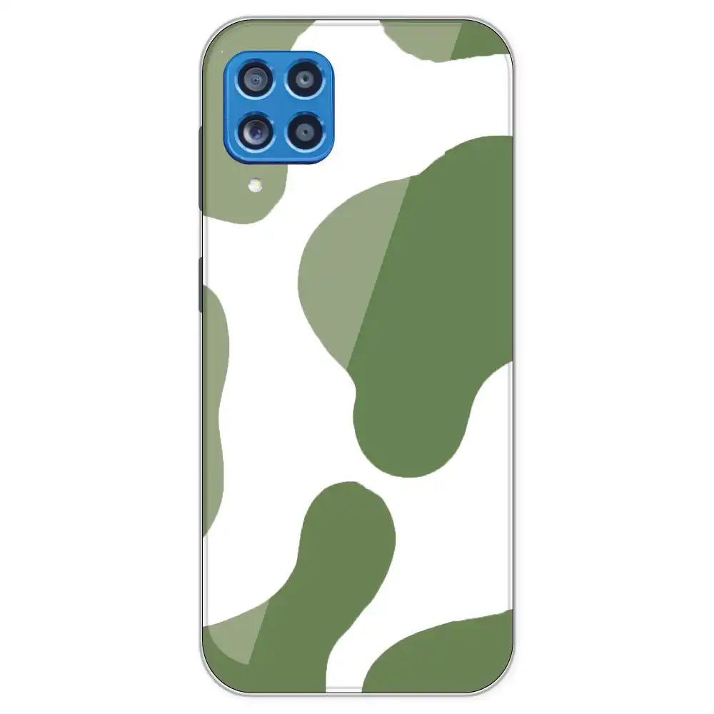 Olive Green Cow Print - Clear Printed Silicone Case For Samsung Galaxy M62