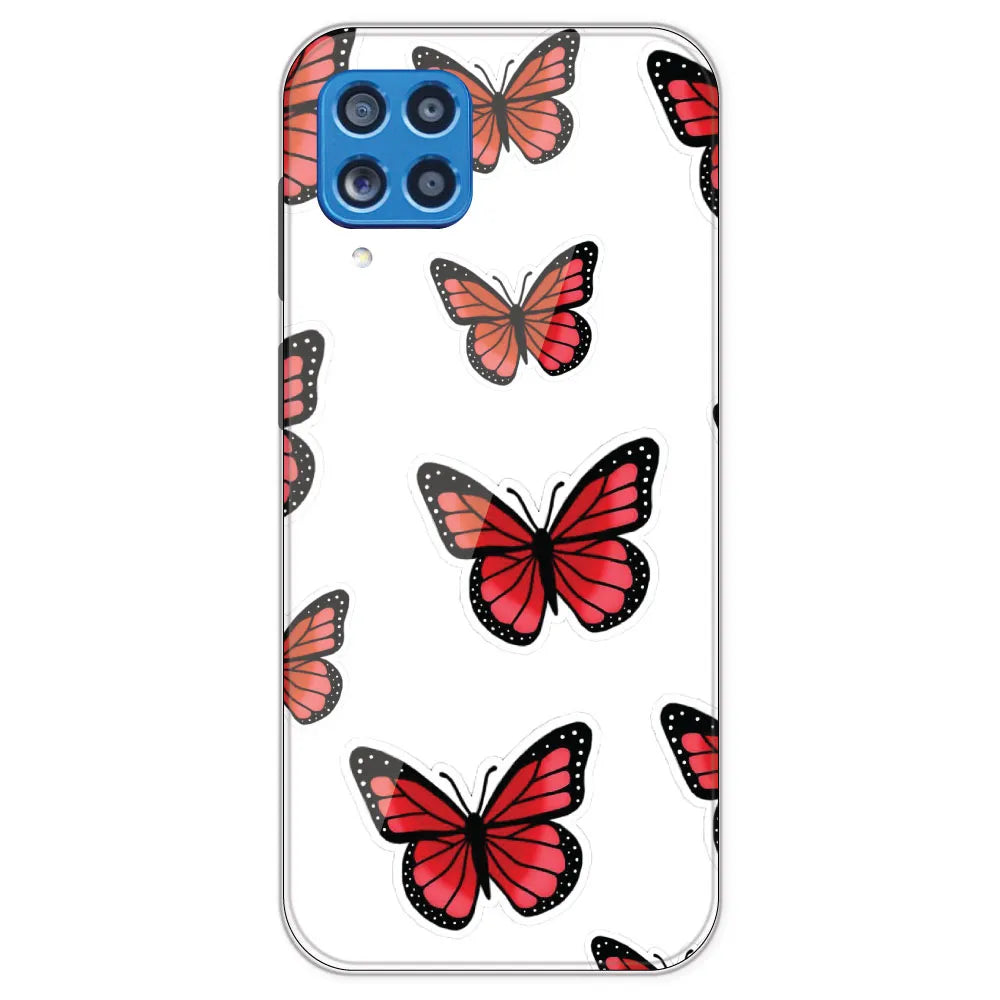 Red Butterfly - Clear Printed Silicone Case For Samsung Galaxy M62