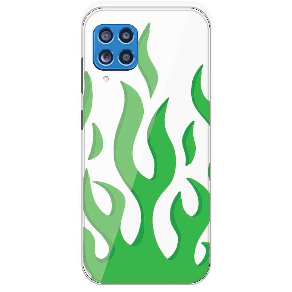 White Aesthetic Flame - Clear Printed Silicone Case For Samsung Galaxy M62
