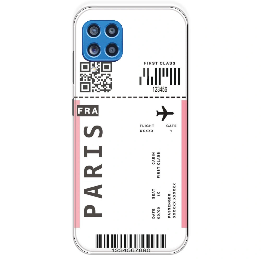 Paris Ticket - Clear Printed Silicone Case For Samsung Galaxy M62