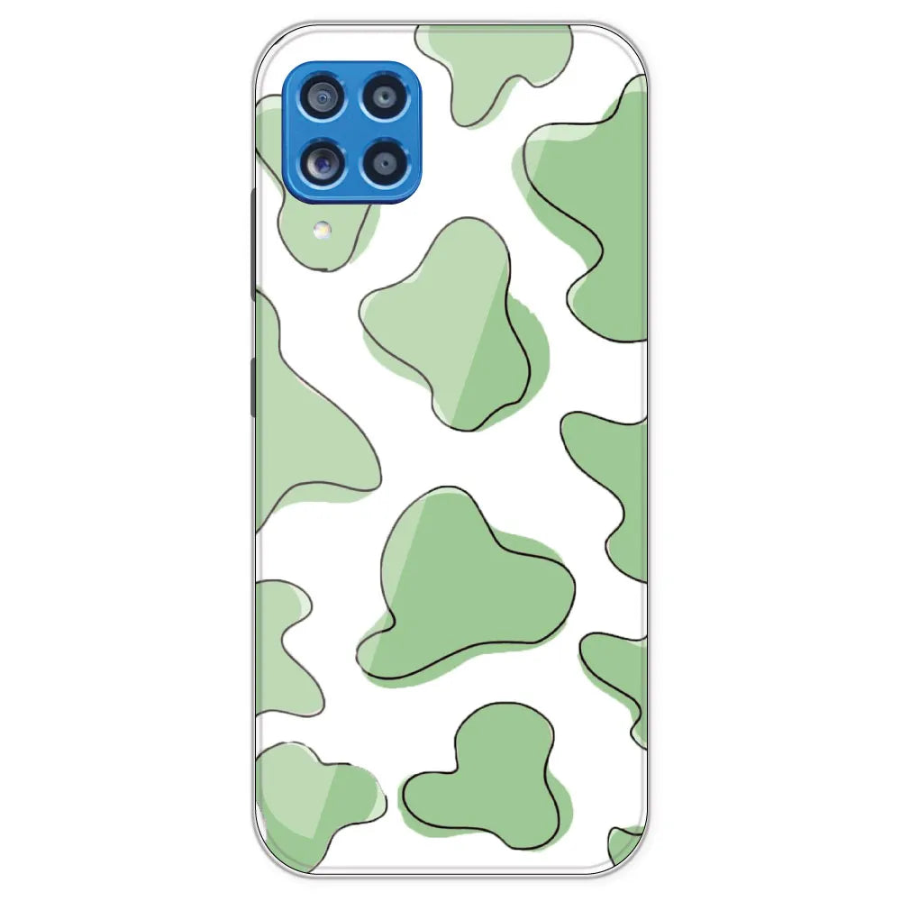 Green Cow Print - Clear Printed Silicone Case For Samsung Galaxy M62