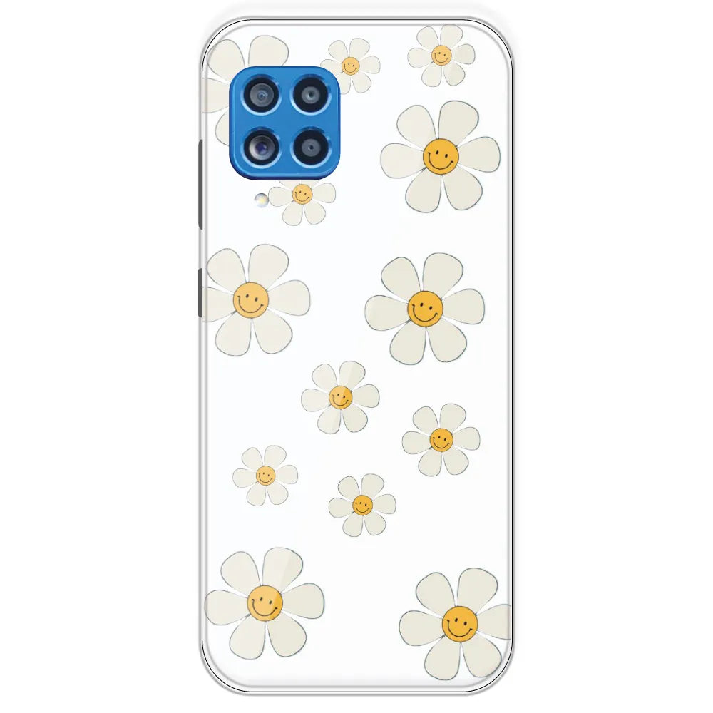 Smile Flowers - Clear Printed Silicone Case For Samsung Galaxy M62