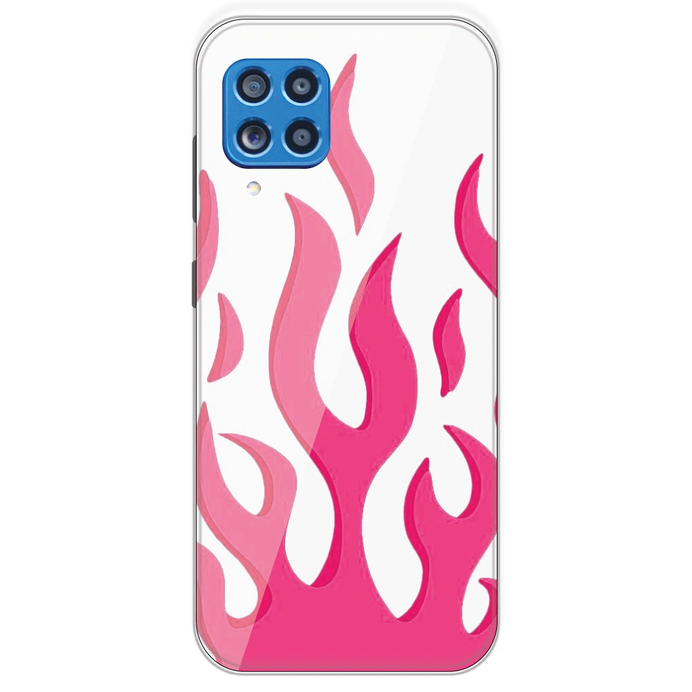 Pink Flames - Clear Printed Silicone Case For Samsung Galaxy M62
