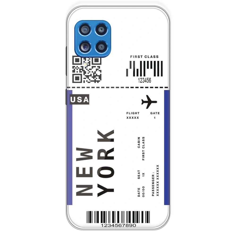 New York Ticket - Clear Printed Silicone Case For Samsung Galaxy M62